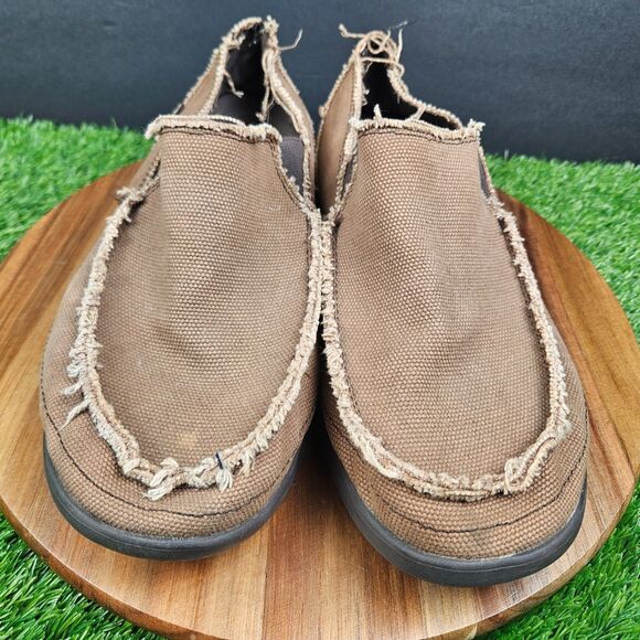 CROCS Santa Cruz Shoes Mens 11 Brown Slip On Canvas Loafer Slippers Casual - Picture 7 of 15
